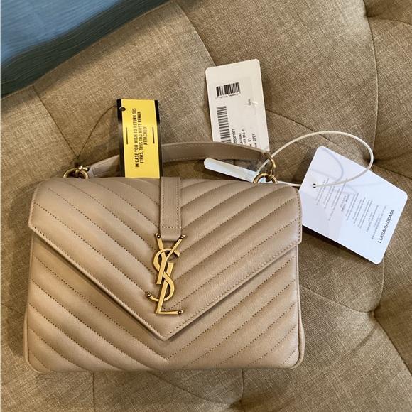 SOLD ***Saint Laurent Medium College Handbag in Dark Beige ** Tags attached! - Picture 3 of 16